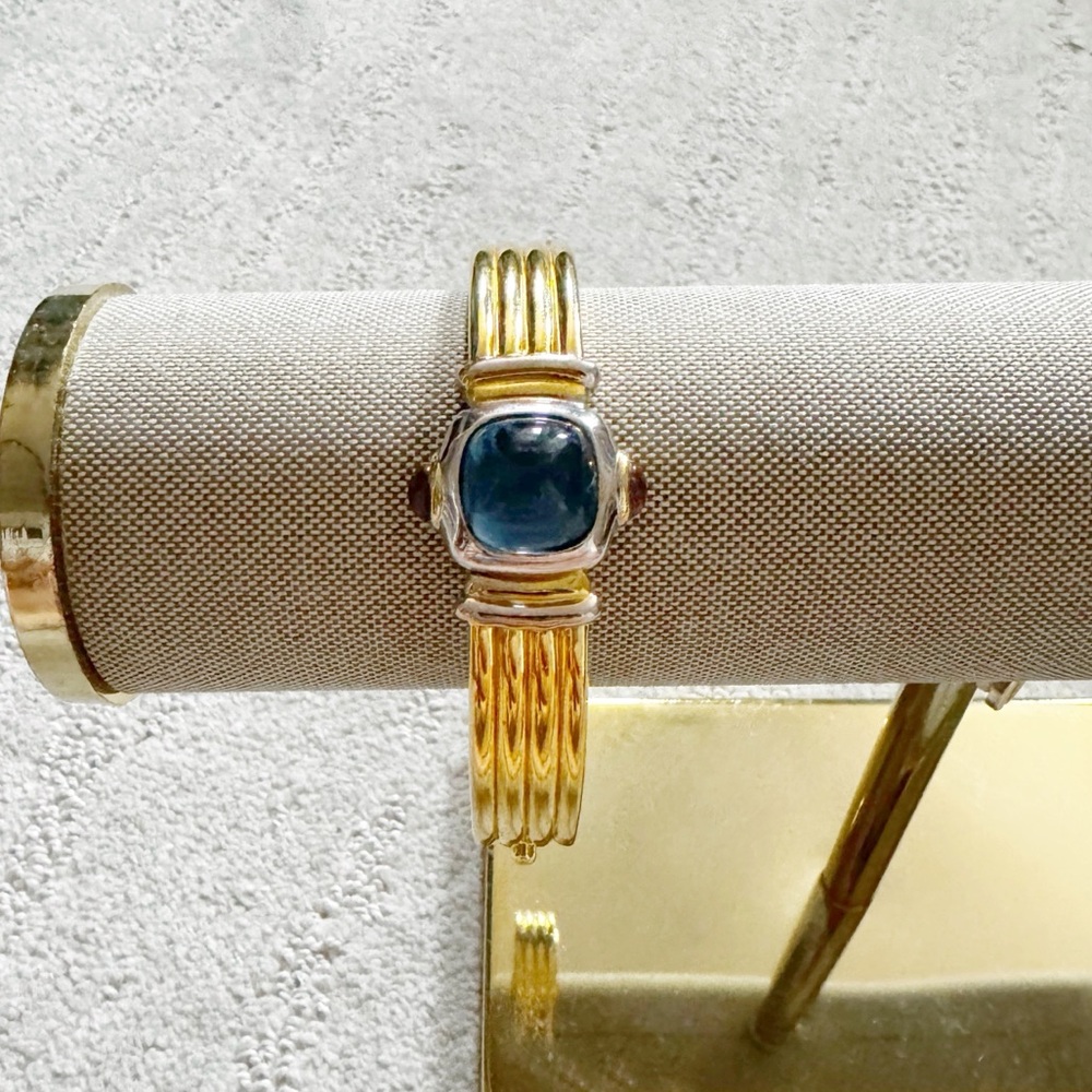 Vintage Signed Nolan Miller Hinged Bracelet Blue and Purple Cabochons